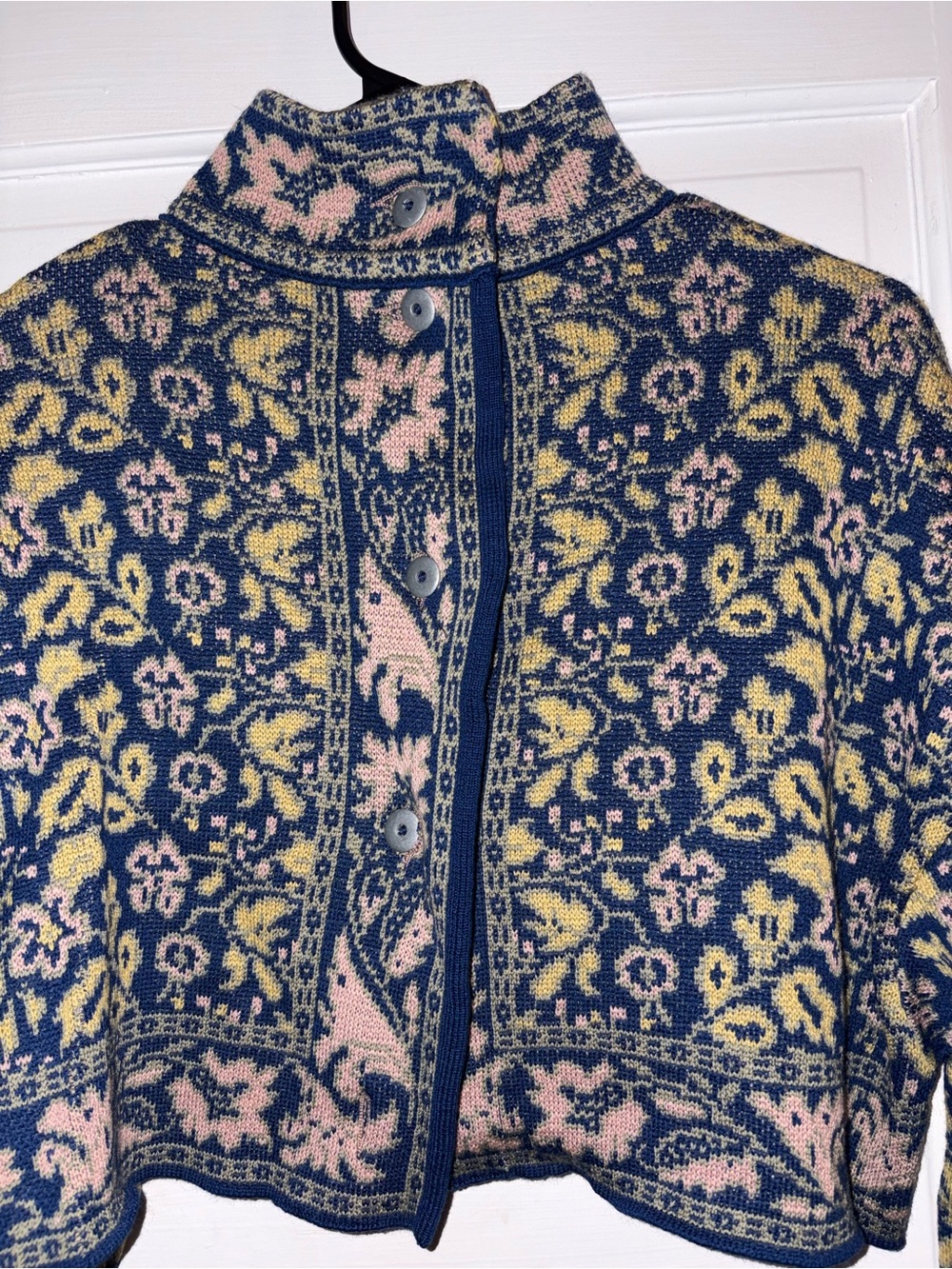 Vintage Jean Paul Gaultier Pour Equator Virgin Wool Floral Knit Cardigan Italy L - Picture 8 of 12